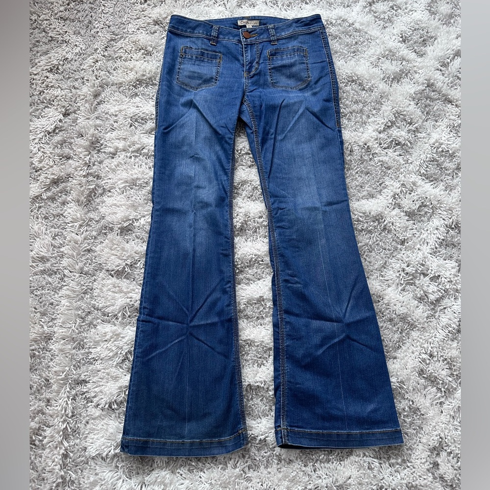 Cabi jeans with patch pockets, flare leg. Size 4
